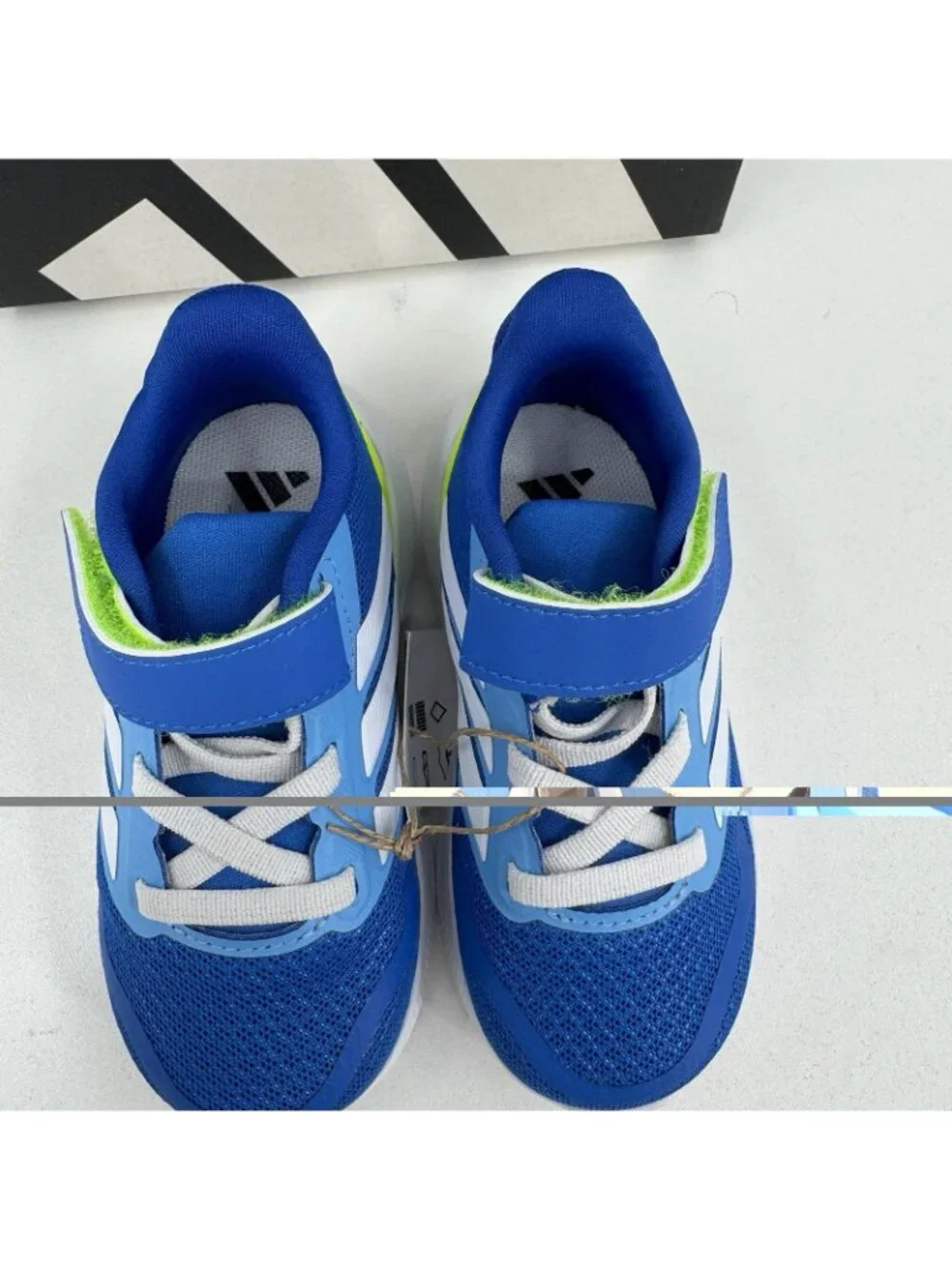 Adidas Infant Boys Run Falcon 5 EL Running Shoes size 6K Hook & Loop Blue JQ5667